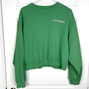 SPORTY & RICH Disco NEW Crewneck Logo Sweatshirt Size S Kelly Green NEW